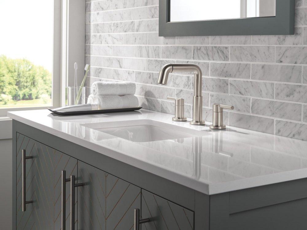 Two Handle Widespread Bathroom Sink Faucet in Stainless 