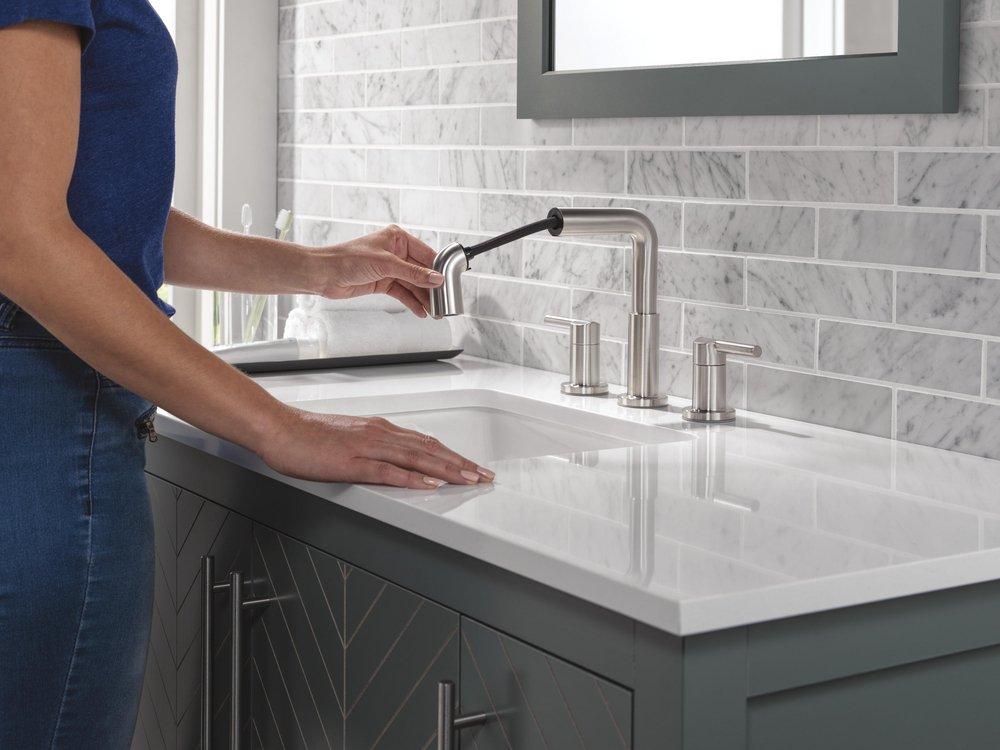 Two Handle Widespread Bathroom Sink Faucet in Stainless 