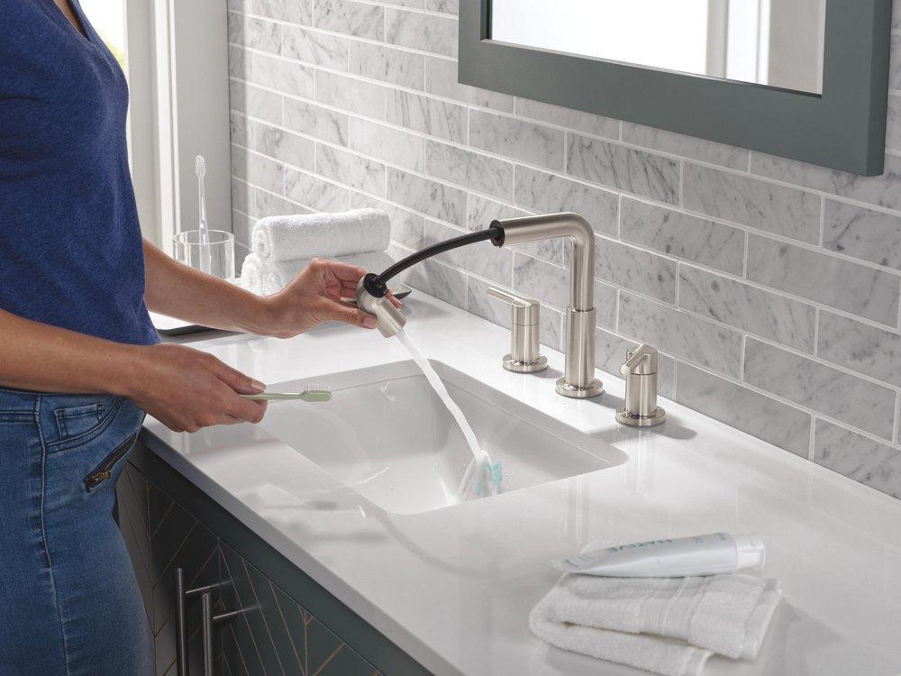 Two Handle Widespread Bathroom Sink Faucet in Stainless 