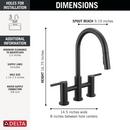 DELTA NICOLI TWO HANDLE PULL-DOWN BRIDGE KITCHEN FAUCET 