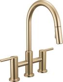 Single Handle Pull Down Kitchen Faucet in Champagne Bronze