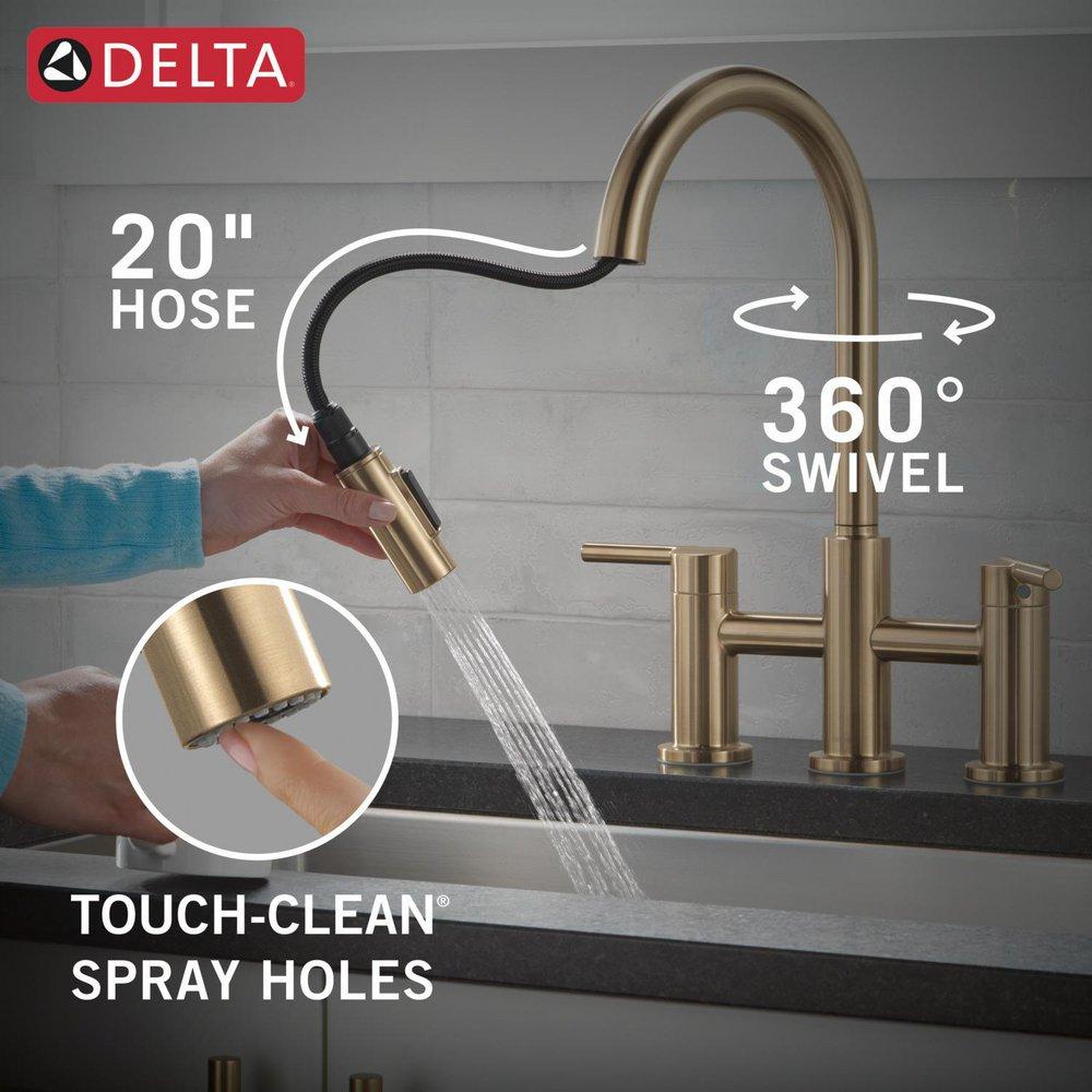 DELTA NICOLI TWO HANDLE PULL-DOWN BRIDGE KITCHEN FAUCET 
