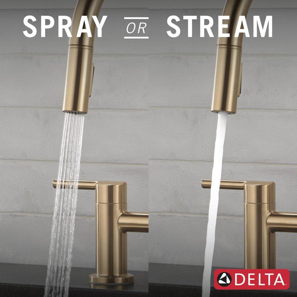 Single Handle Pull Down Kitchen Faucet in Champagne Bronze 