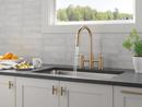 Single Handle Pull Down Kitchen Faucet in Champagne Bronze 