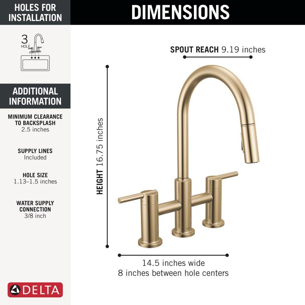 Single Handle Pull Down Kitchen Faucet in Champagne Bronze 