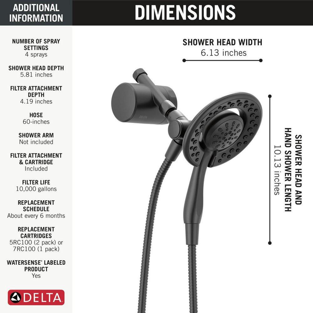 Shower Filter Attachment with 4-Setting In2ition&reg; in Matte Black 