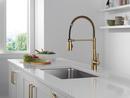 Single Handle Pull Down Kitchen Faucet in Champagne Bronze 