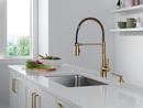 Single Handle Pull Down Kitchen Faucet in Champagne Bronze 