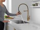 Single Handle Pull Down Kitchen Faucet in Champagne Bronze 