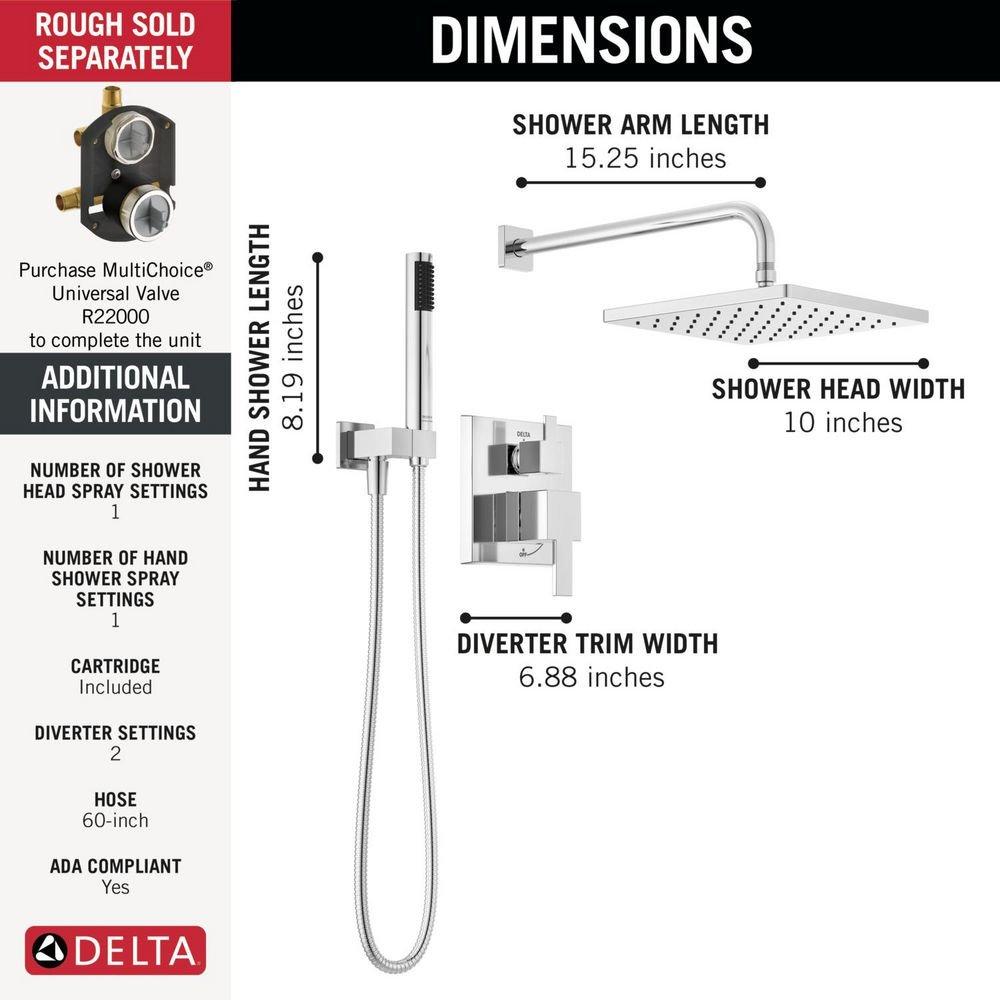 Delta Faucet Chrome Two Handle Single Function Shower System 