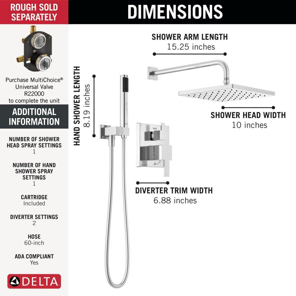 DELTA MODERN MONITOR 14 SERIES SHOWER WITH RAINCAN & HAND SHOWER 