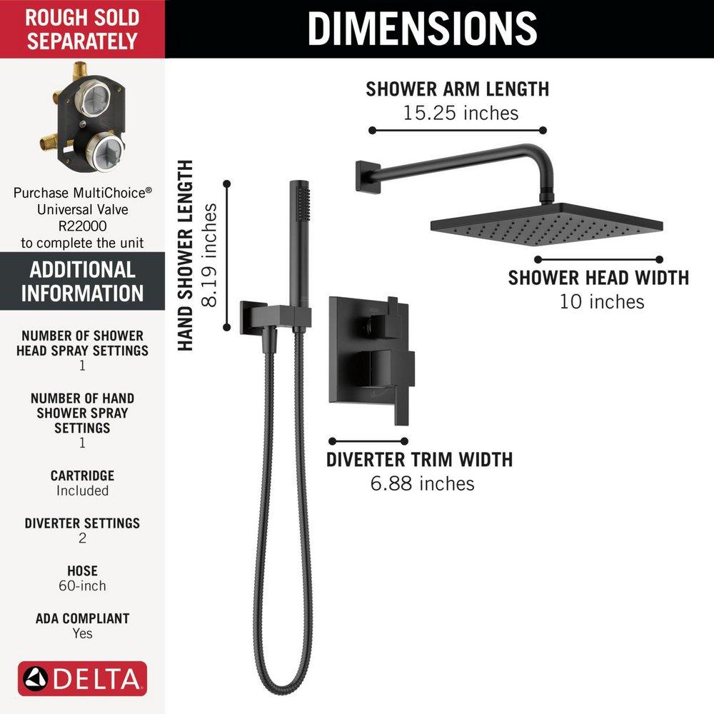 DELTA MODERN MONITOR 14 SERIES SHOWER WITH RAINCAN & HAND SHOWER 