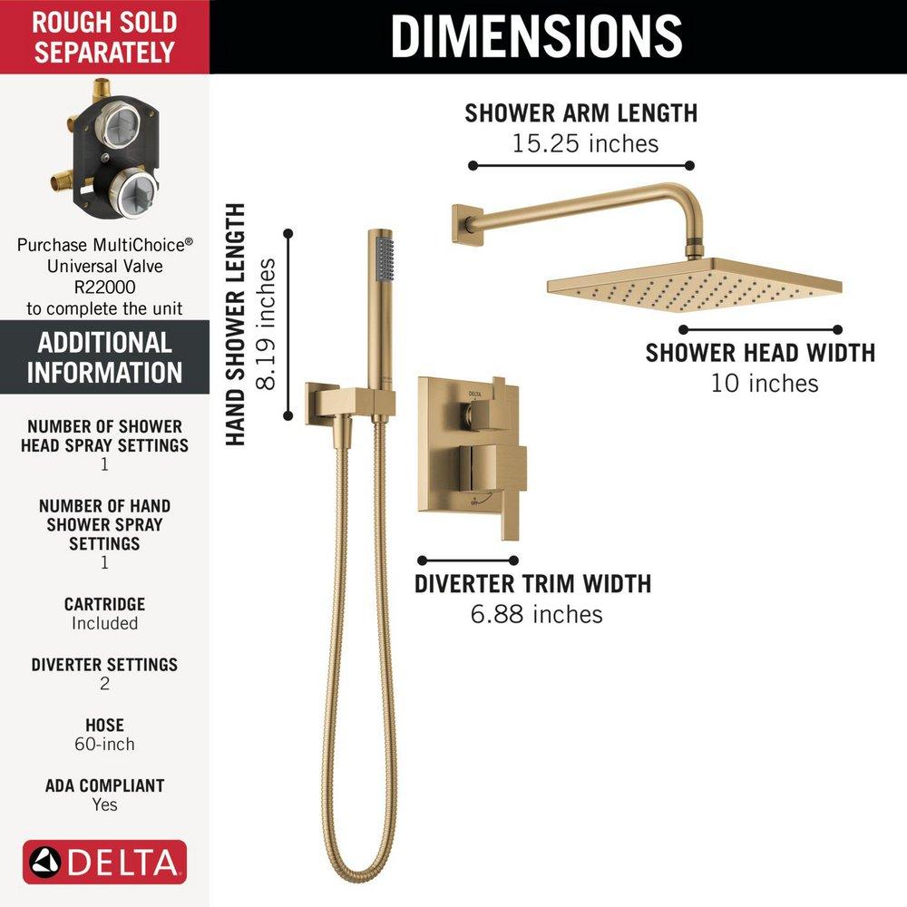 Delta Faucet Champagne Bronze Two Handle Single Function Shower System 