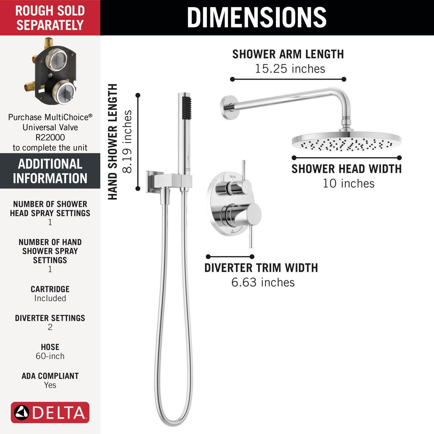 Delta Faucet Chrome Two Handle Single Function Shower System 