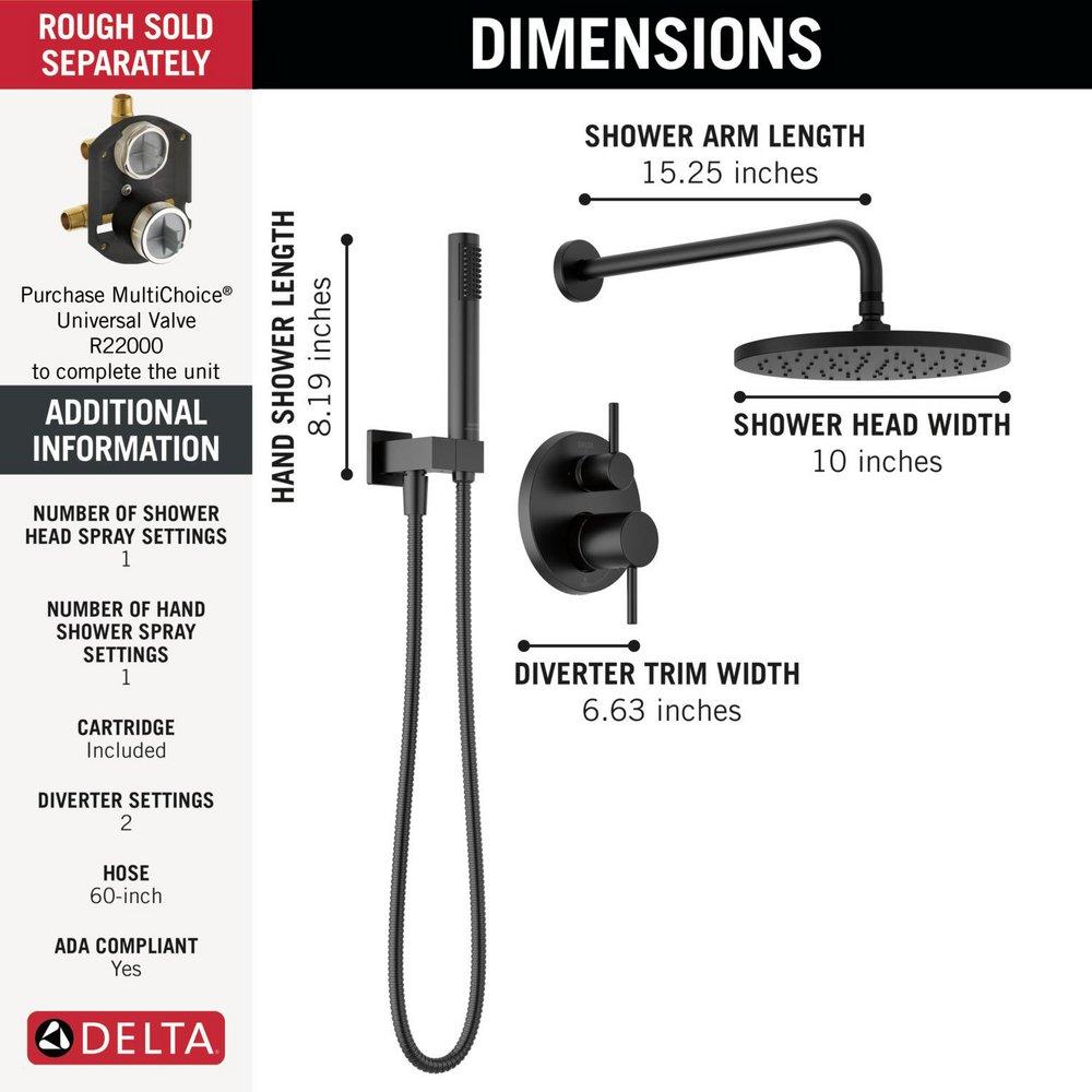 Delta Faucet Matte Black Two Handle Single Function Shower System 