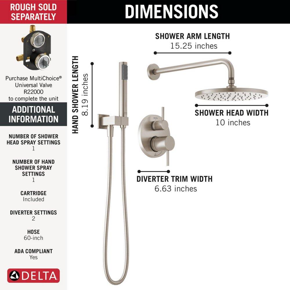 Delta Faucet SpotShield Brushed Nickel Two Handle Single Function Shower System 