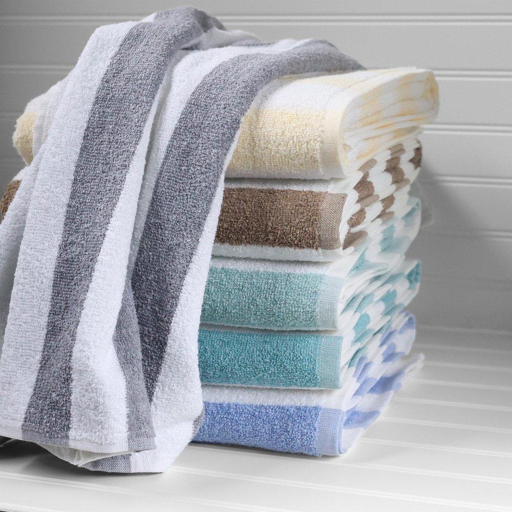 FIBERTONE POOL TOWELS CABANA STRIPE SEAFOAM 30X60 13 LBS/DZ 48/CA 