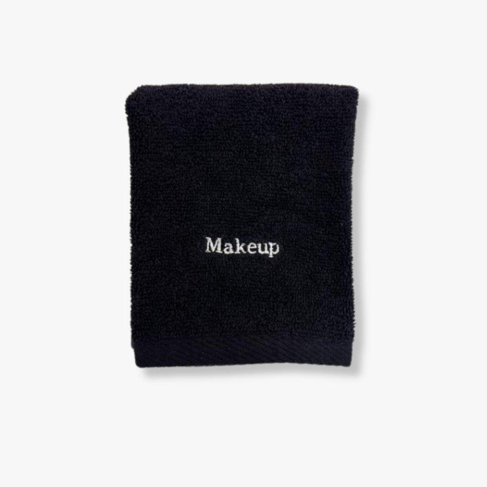 MAKEUP WASH CLOTH EMBROIDERED 13X13 BLACK 144/CA 