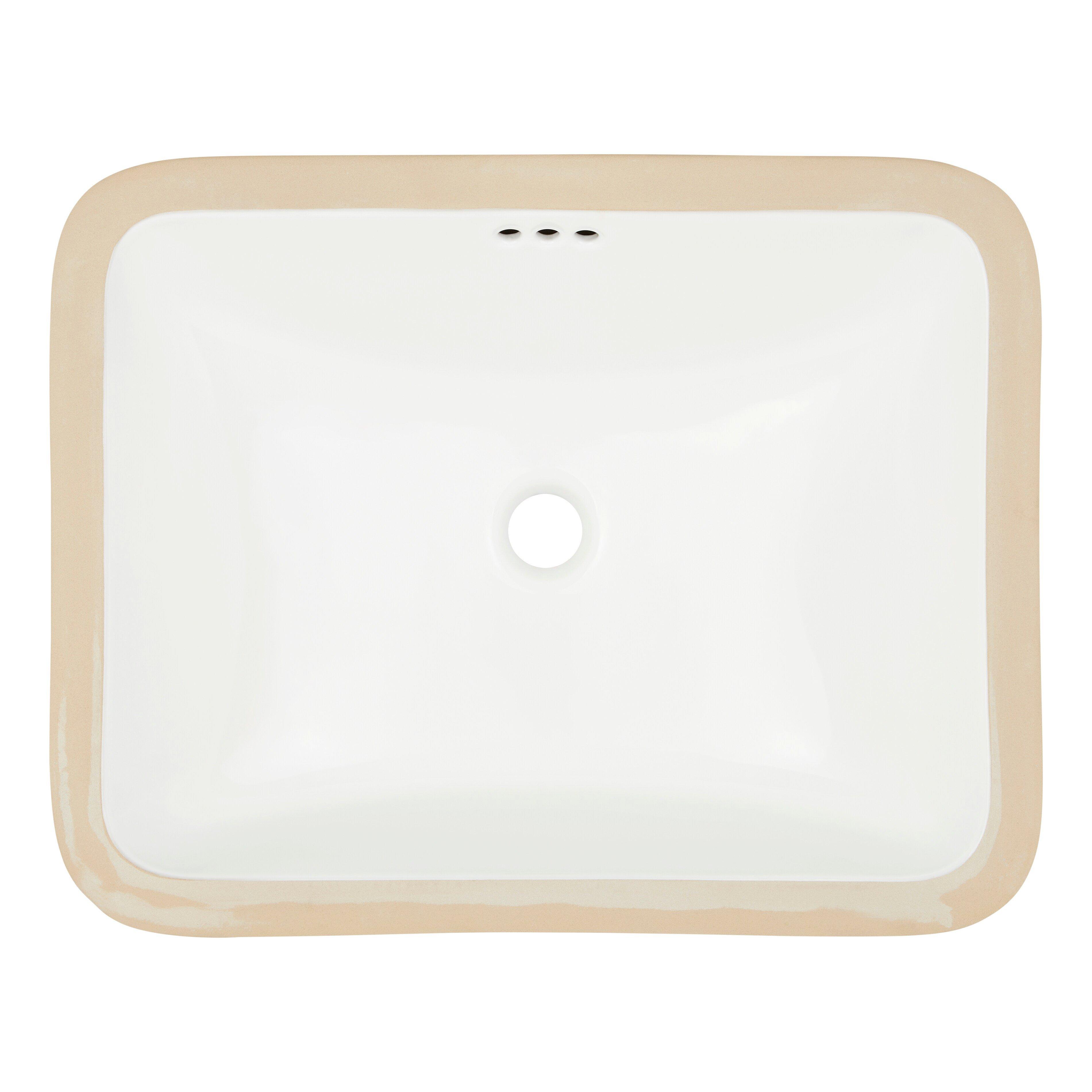 18 in. Undermount Rectangular Bathroom Sink in White 