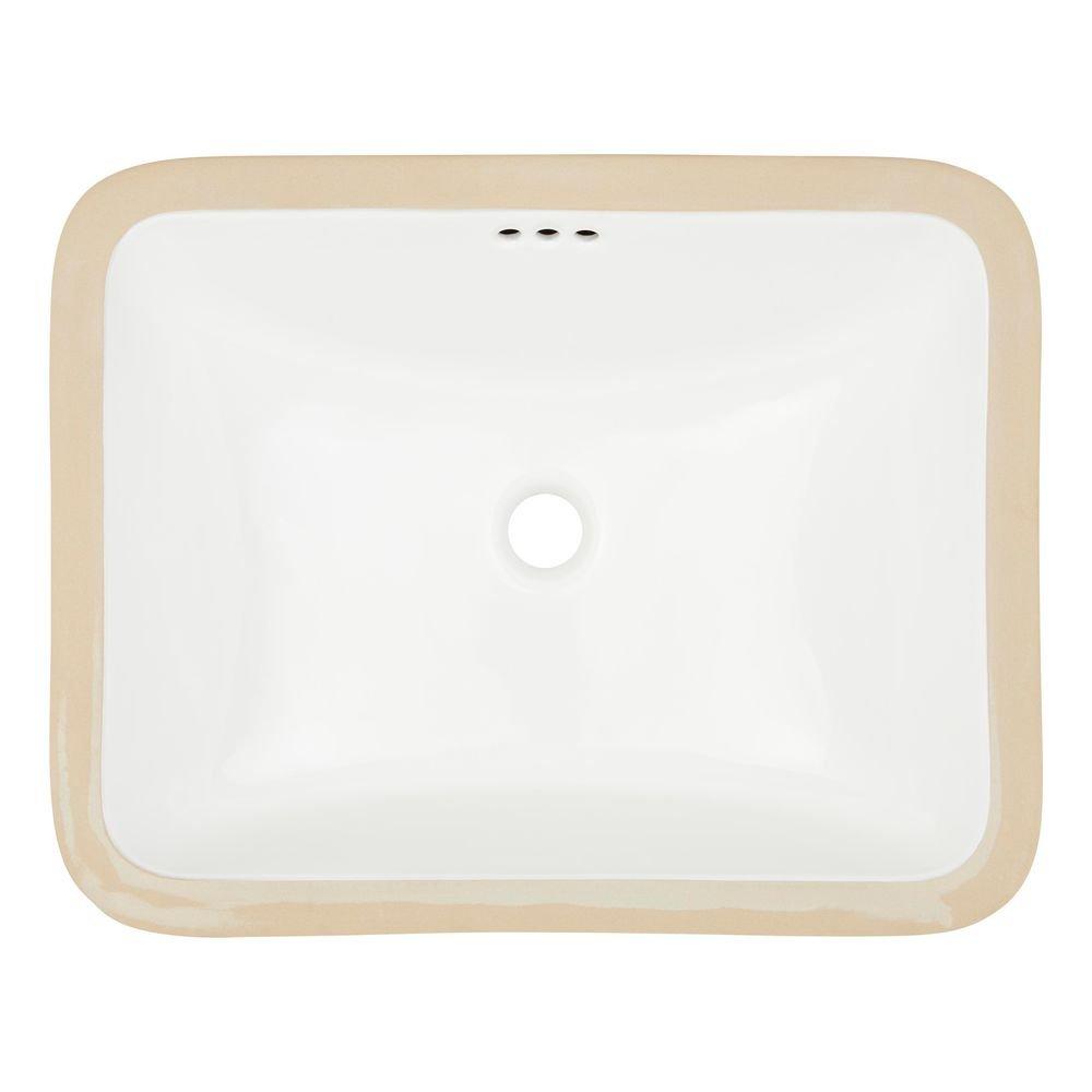 18 in. Undermount Rectangular Bathroom Sink in White 