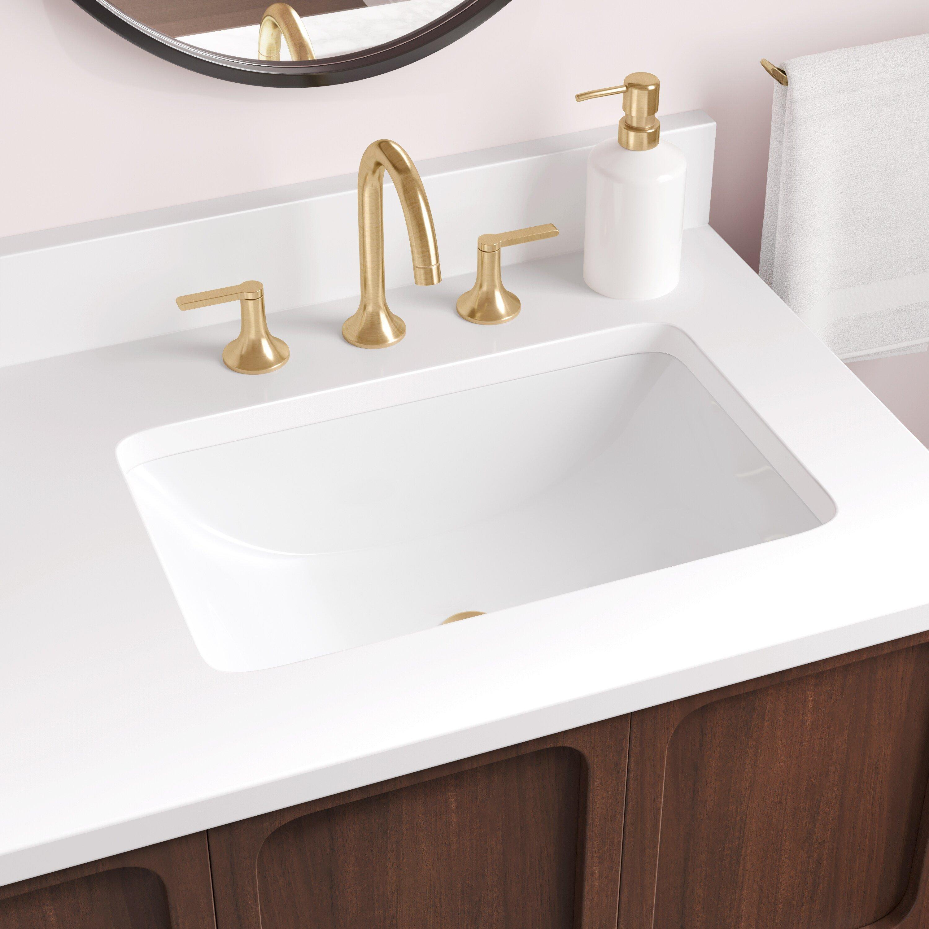 18 in. Undermount Rectangular Bathroom Sink in White 