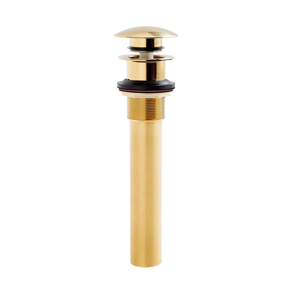 Signature Hardware Brushed Gold Pop-Up Bathroom Drain with Overflow Holes 