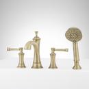 Two Handle Roman Tub Faucet with Hand Shower in Aged Brass