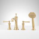Two Handle Roman Tub Faucet with Hand Shower in Brushed Gold