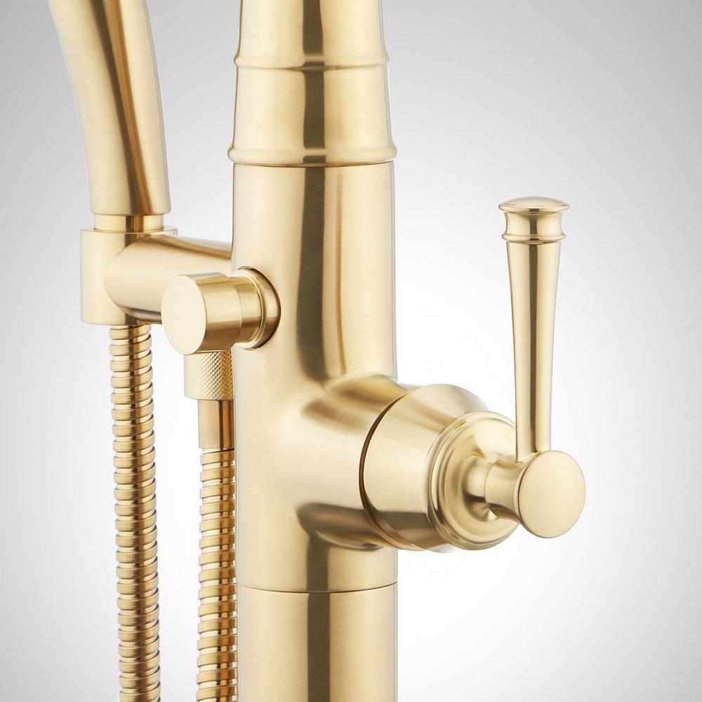 Signature Hardware Brushed Gold Single Handle Lever Floor Mount Filler - Less Valve 