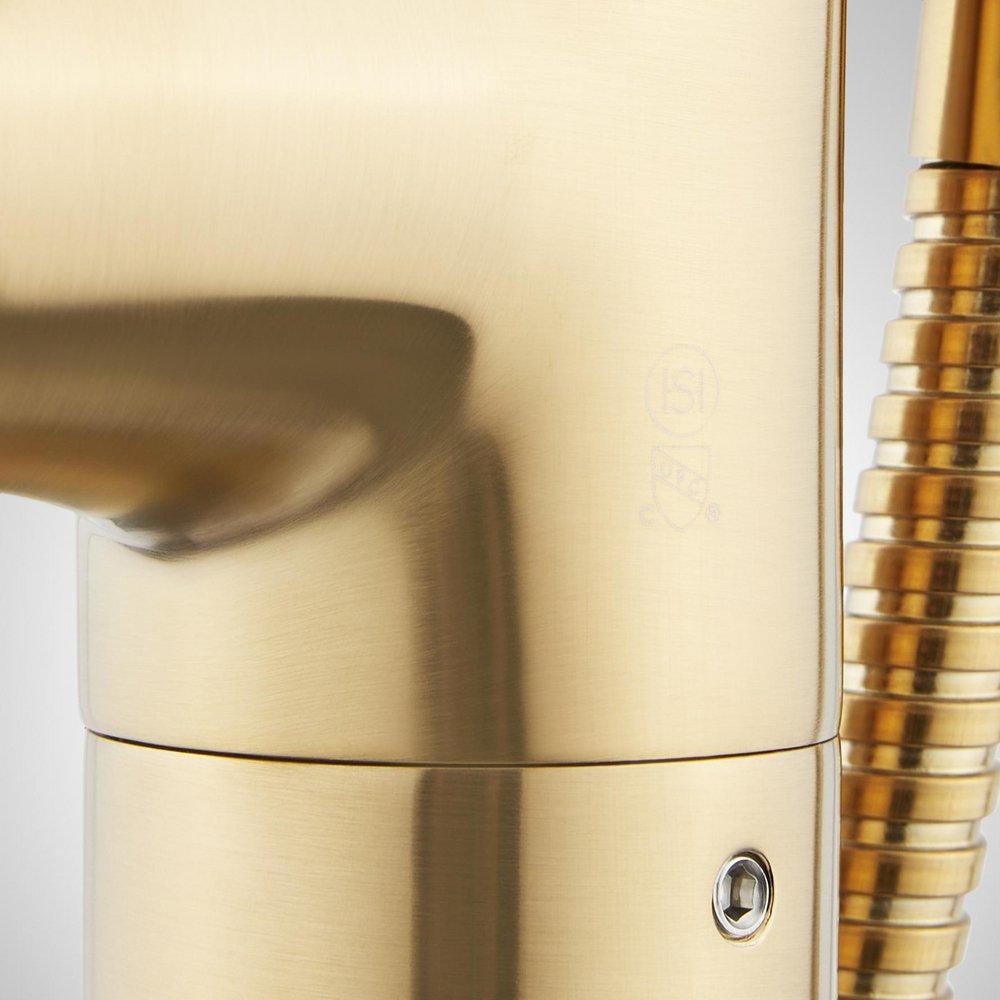 Signature Hardware Brushed Gold Single Handle Lever Floor Mount Filler - Less Valve 