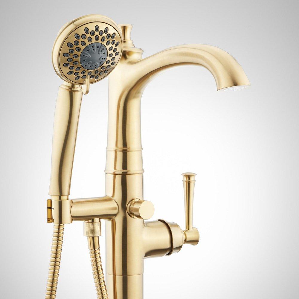 Signature Hardware Brushed Gold Single Handle Lever Floor Mount Filler - Less Valve 