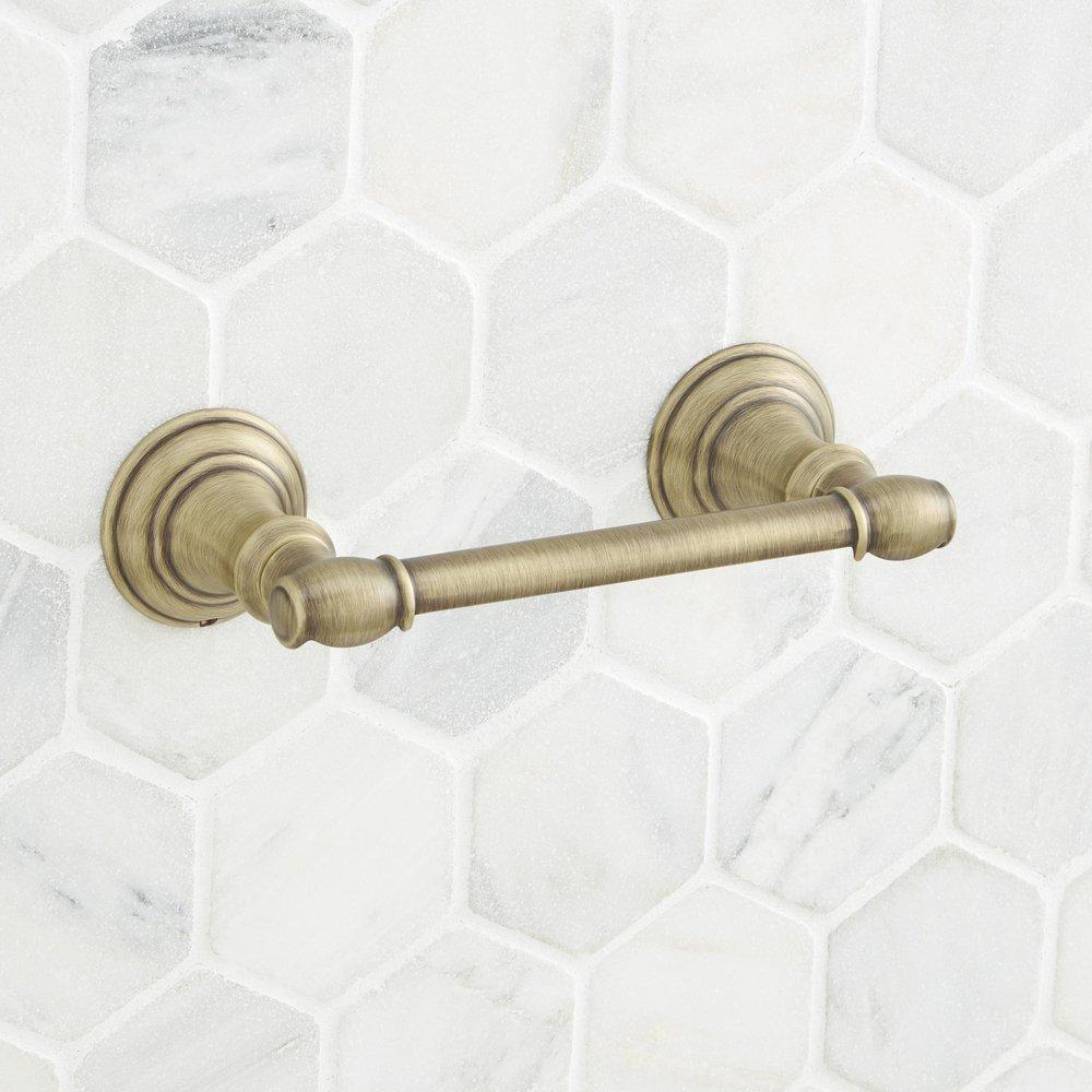 Signature Hardware Aged Brass Toilet Tissue Holder 