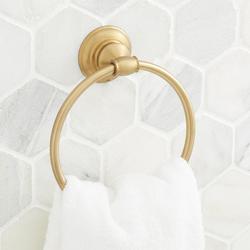 Round Closed Towel Ring in Brushed Gold