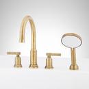 Two Handle Roman Tub Faucet with Hand Shower in Aged Brass