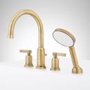 Signature Hardware Aged Brass Two Handle Roman Tub Faucet with Hand Shower (Trim Only) 