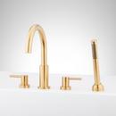 Two Handle Roman Tub Faucet with Hand Shower in Brushed Gold