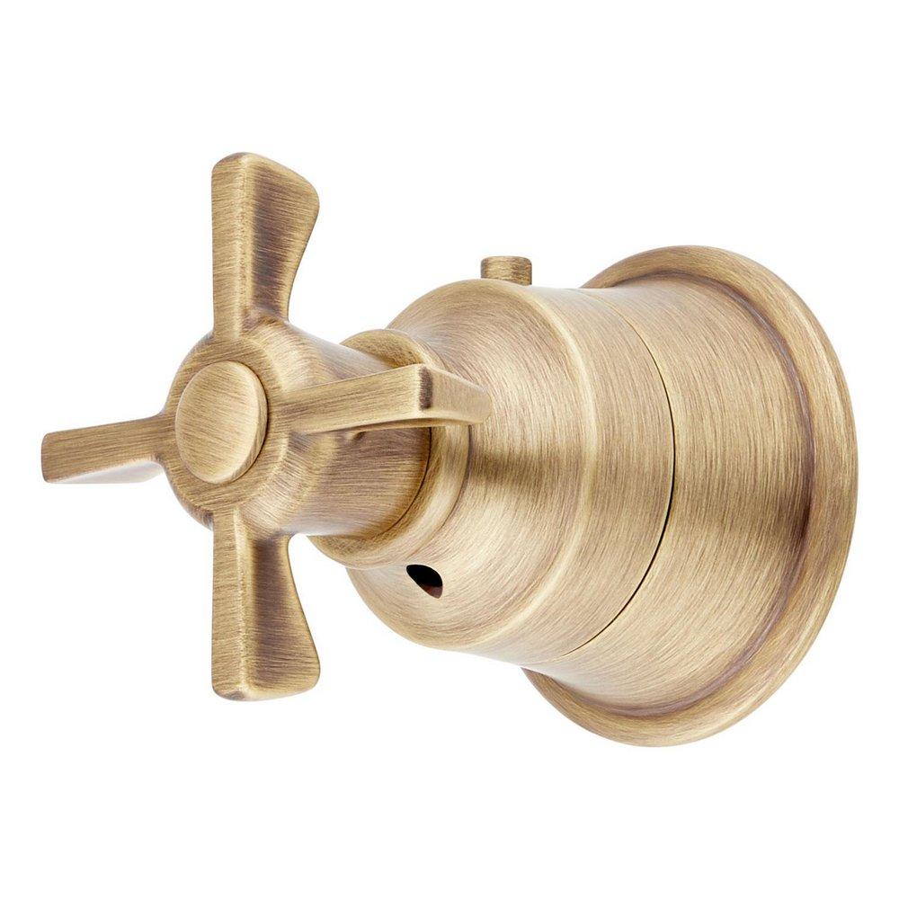Signature Hardware Aged Brass Cross Handle for Thermostatic Valve Trim 