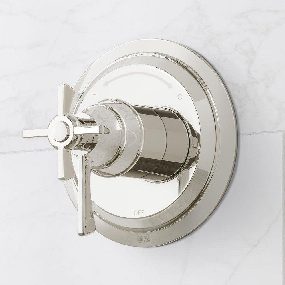 Signature Hardware Polished Nickel Cross Handle for Dual Control Pressure Balancing Valve Trim 