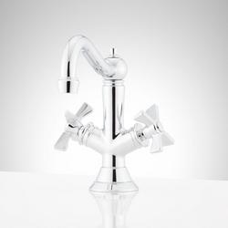 Two Handle Monoblock Bathroom Sink Faucet in Chrome
