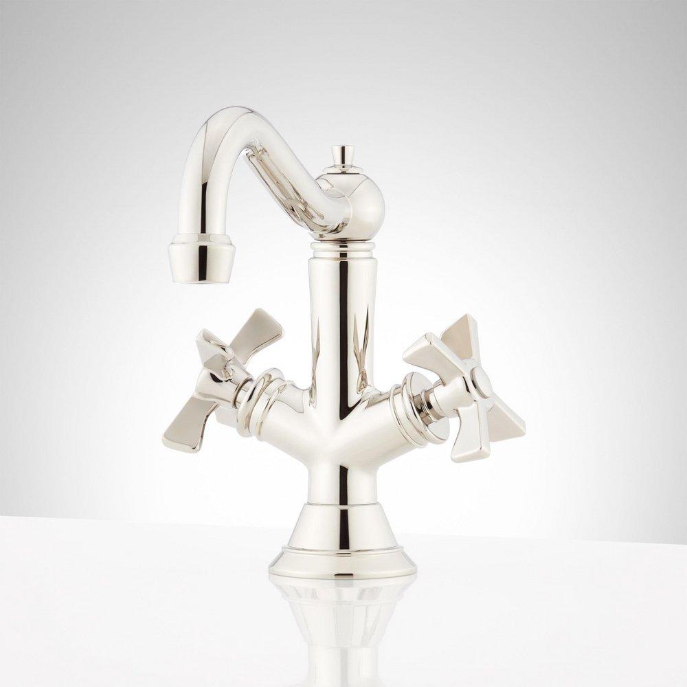 Signature Hardware Polished Nickel Two Handle Monoblock Bathroom Sink Faucet 