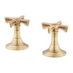 Cross Handles for Widespread Bathroom Sink Faucet in Aged Brass