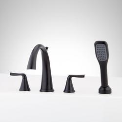 Two Handle Roman Tub Faucet with Hand Shower in Matte Black (Trim Only)