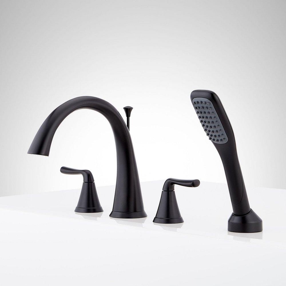 Signature Hardware Matte Black Two Handle Roman Tub Faucet (Trim Only) 