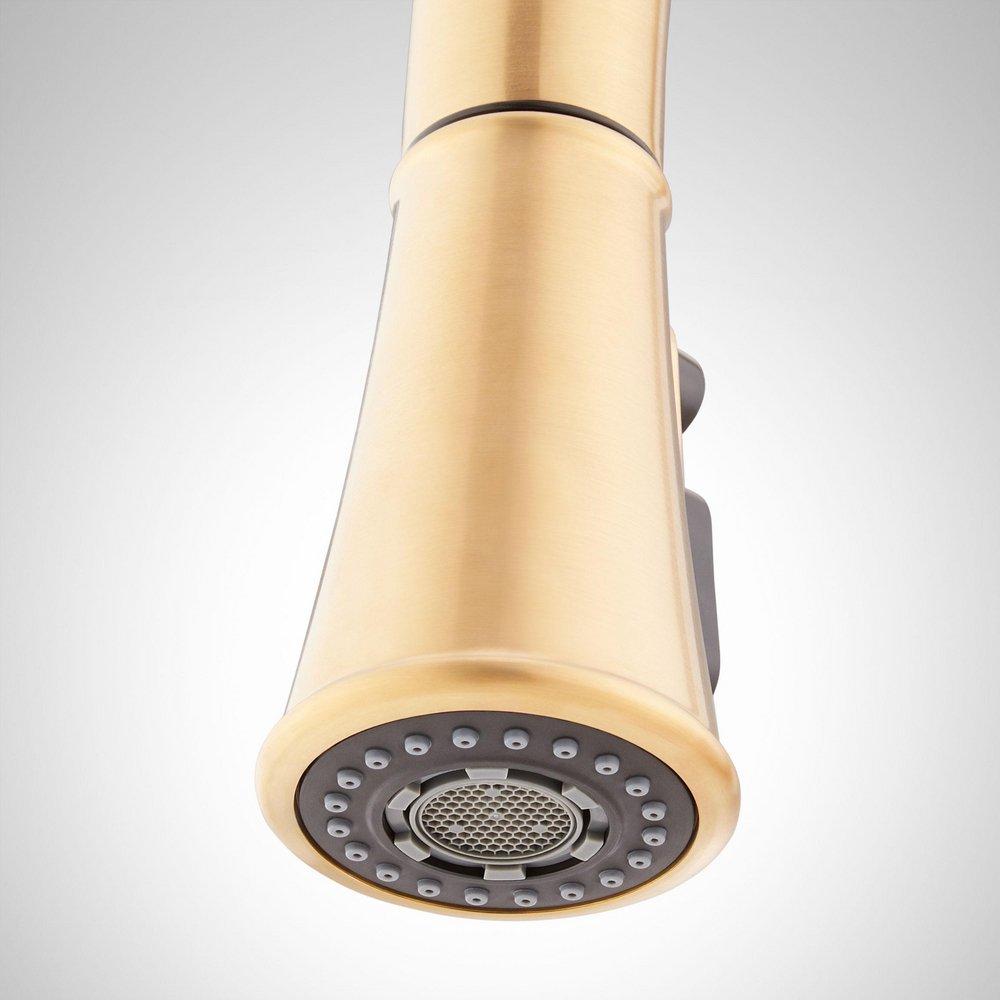 Signature Hardware Brushed Gold Single Handle Pull Down Kitchen Faucet 