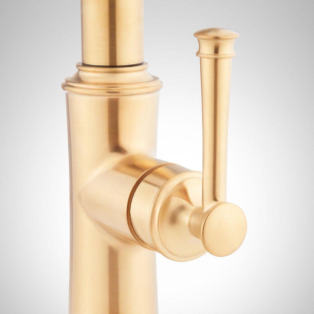 Signature Hardware Brushed Gold Single Handle Pull Down Kitchen Faucet 