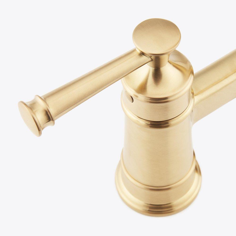 Signature Hardware Brushed Gold Two Handle Pull Down Bridge Kitchen Faucet 