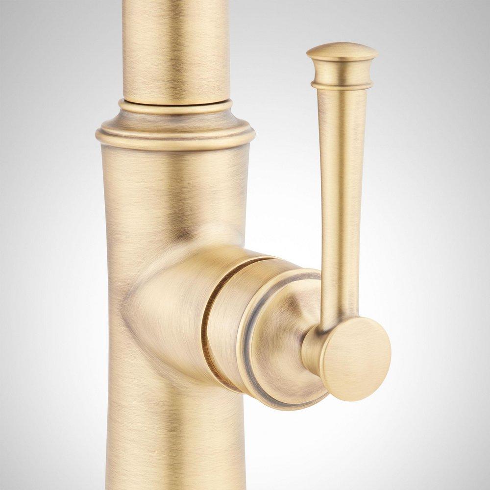 Signature Hardware Aged Brass Single Handle Pre-Rinse Kitchen Faucet 