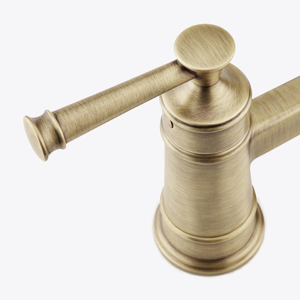 Signature Hardware Aged Brass Two Handle Pull Down Bridge Kitchen Faucet 
