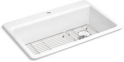 33 in. Drop-in Cast Iron Single Bowl Kitchen Sink in White