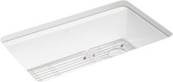33 in. Undermount Cast Iron Single Bowl Kitchen Sink in White